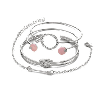 21 Styles Classic Arrow Knot Round Crystal Gem Multilayer Adjustable Open Bracelet Set Women Fashion Party Jewelry Gift