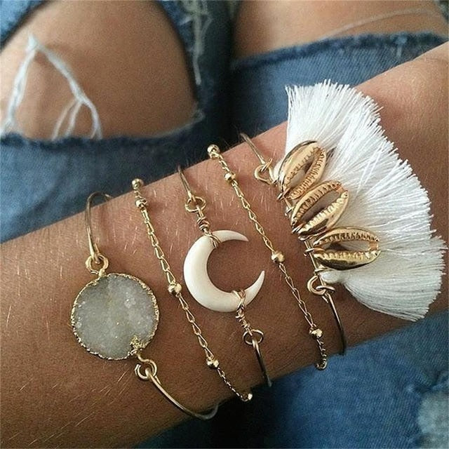 21 Styles Classic Arrow Knot Round Crystal Gem Multilayer Adjustable Open Bracelet Set Women Fashion Party Jewelry Gift