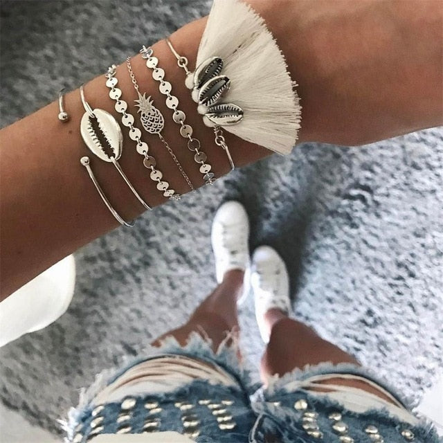 21 Styles Classic Arrow Knot Round Crystal Gem Multilayer Adjustable Open Bracelet Set Women Fashion Party Jewelry Gift