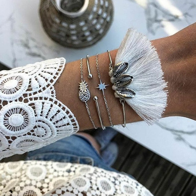 21 Styles Classic Arrow Knot Round Crystal Gem Multilayer Adjustable Open Bracelet Set Women Fashion Party Jewelry Gift