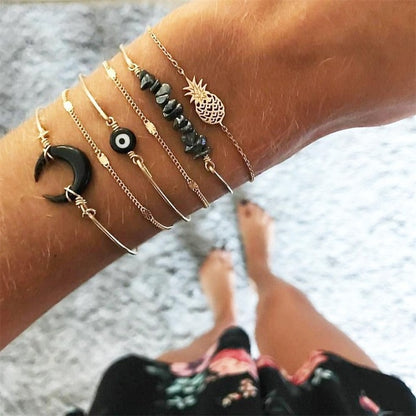 21 Styles Classic Arrow Knot Round Crystal Gem Multilayer Adjustable Open Bracelet Set Women Fashion Party Jewelry Gift