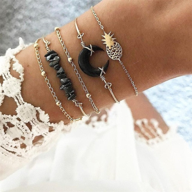 21 Styles Classic Arrow Knot Round Crystal Gem Multilayer Adjustable Open Bracelet Set Women Fashion Party Jewelry Gift