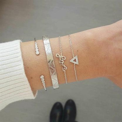 21 Styles Classic Arrow Knot Round Crystal Gem Multilayer Adjustable Open Bracelet Set Women Fashion Party Jewelry Gift