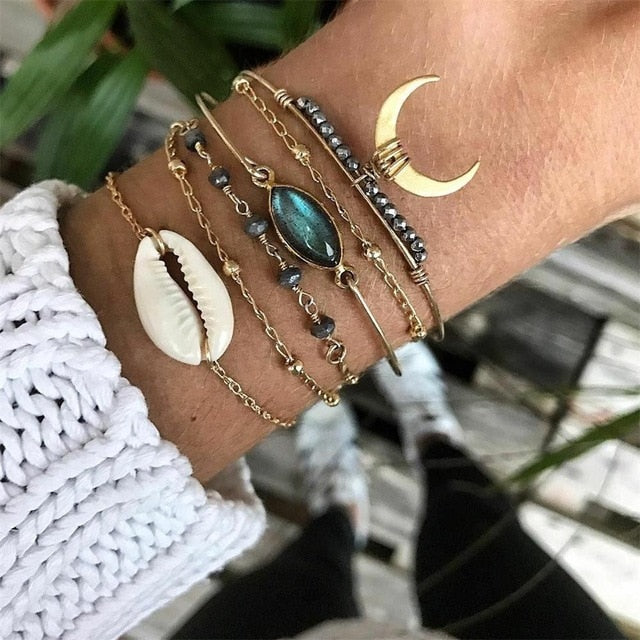 21 Styles Classic Arrow Knot Round Crystal Gem Multilayer Adjustable Open Bracelet Set Women Fashion Party Jewelry Gift