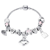 ZOSHI Pink Crystal Charm Silver Bracelets & Bangles for Women With Aliexpress Murano Beads Silver Bracelet Femme Jewelry