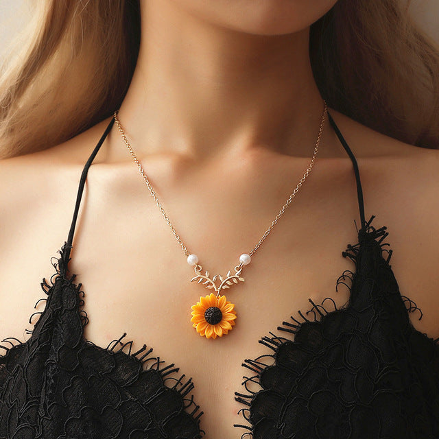 Fashion Jewelry Collier Pink Gold Rose Statement Pendant Necklace Women's Beauty and Beast Jewelry Lovers Gifts  4CND24