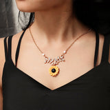 Fashion Jewelry Collier Pink Gold Rose Statement Pendant Necklace Women's Beauty and Beast Jewelry Lovers Gifts  4CND24