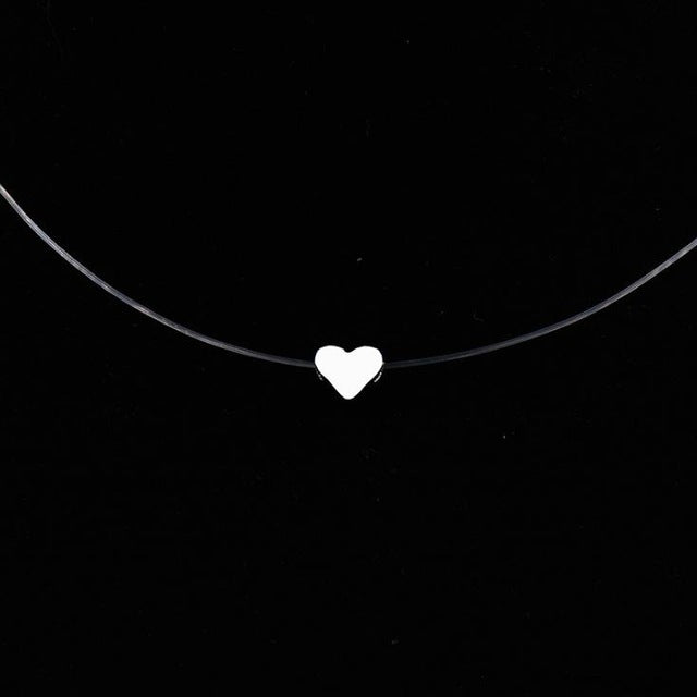 New Personality Fashion Square Imitation Pearl Crystal Zircon Zircon Necklace Invisible Transparent Fishing Line Necklace Women