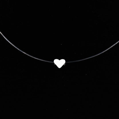 New Personality Fashion Square Imitation Pearl Crystal Zircon Zircon Necklace Invisible Transparent Fishing Line Necklace Women