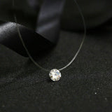 New Personality Fashion Square Imitation Pearl Crystal Zircon Zircon Necklace Invisible Transparent Fishing Line Necklace Women