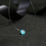 New Personality Fashion Square Imitation Pearl Crystal Zircon Zircon Necklace Invisible Transparent Fishing Line Necklace Women