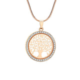 Hot Tree of Life Crystal Round Small Pendant Necklace Gold Silver Colors Bijoux Collier Elegant Women Jewelry Gifts Dropshipping
