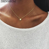 Tiny Heart Necklace for Women SHORT Chain Heart star Pendant Necklace Gift Ethnic Bohemian Choker Necklace drop shipping A64