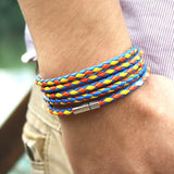 New Style! 2018 Latest Popular 5 Laps Leather Bracelet For Men Charm Vintage Black Bracelet Free Shipping!10 Color Choose