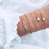 FAMSHIN Bohemian Handmade Weave Heart Long Tassel Bracelet Sets Women 2019 New Grey Rope Chain Bracelets Jewelry Christmas Gift