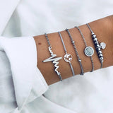 FAMSHIN Bohemian Handmade Weave Heart Long Tassel Bracelet Sets Women 2019 New Grey Rope Chain Bracelets Jewelry Christmas Gift
